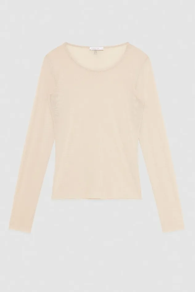Patrizia Pepe Tops Essential Tulle Top Beige 8211 Women