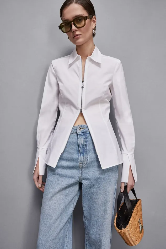 Patrizia Pepe Tops Zippered Shirt White 8211 Women