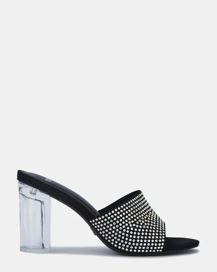 Peep Toes NOVO Shoes Women FERRAZ LUXE BLACK Open Toe Heels