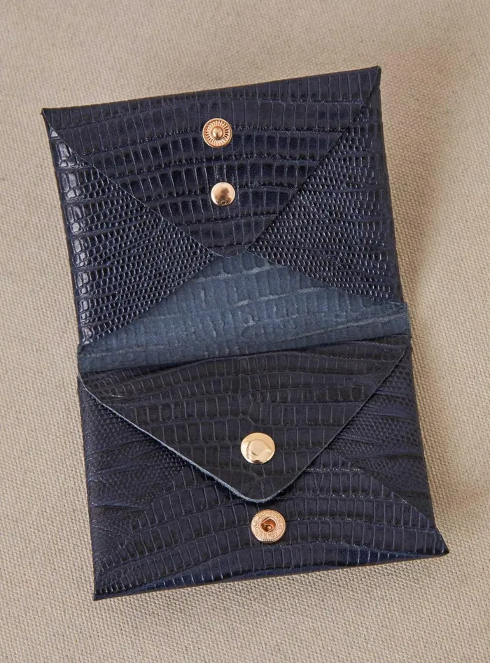 Petite Mendigote Little Leather Shop Fw24 Porte Carte Emile Double Bleu 8211 Women