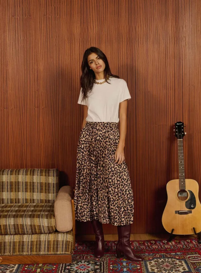 Petite Mendigote Skirts and Shorts Fw24 Jupe Junon Leopard Midi Beige 8211 Women