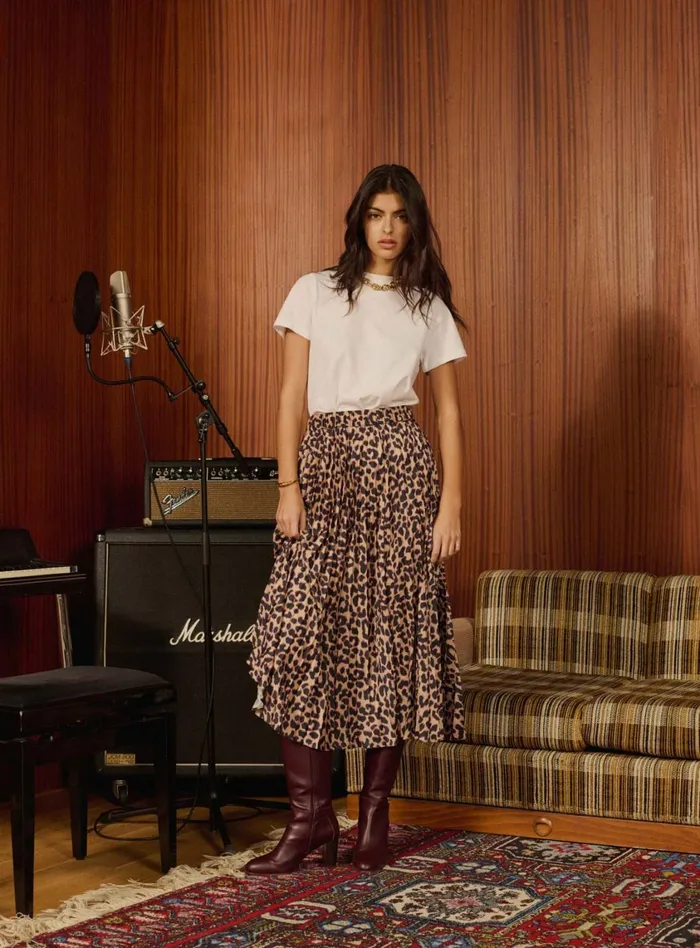Petite Mendigote Skirts and Shorts Fw24 Jupe Junon Leopard Midi Beige 8211 Women