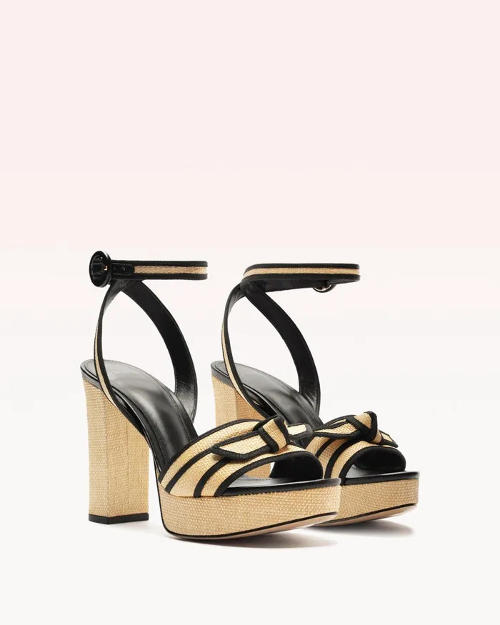 Platforms Women Alexandre Birman Grosgrain Raffia Platform Natural