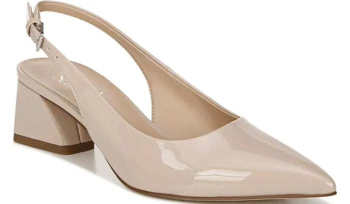 Pumps Women Franco Sarto Franco Racer Slingback Pump Nude Patent Faux Leather