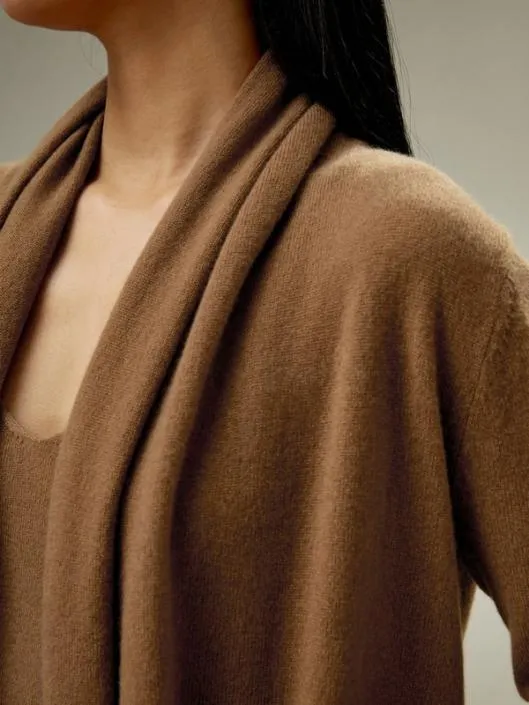 Pure Cashmere Pile Collar Relaxed Fit Cardigan Women Lilysilk Knitwear