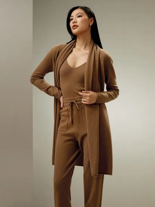 Pure Cashmere Pile Collar Relaxed Fit Cardigan Women Lilysilk Knitwear
