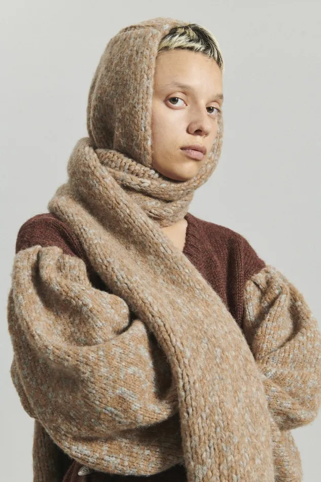 Rachel Comey Knits Women Cali Hoodie Stole Camel Grey