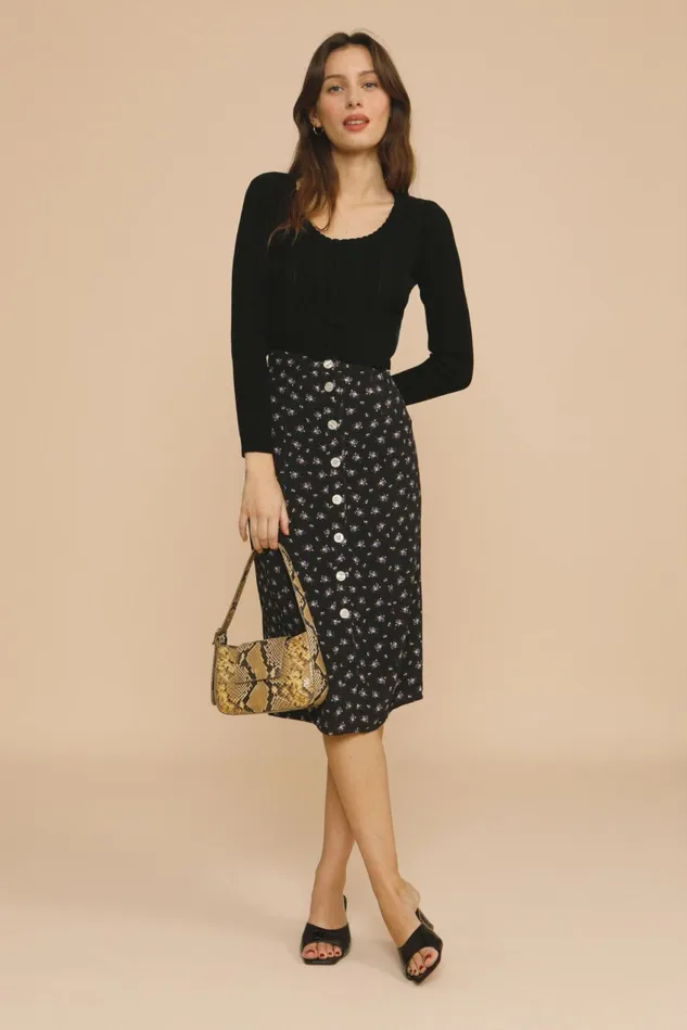 Rouje ELIOT Skirt Bouquet Noir Women Skirts