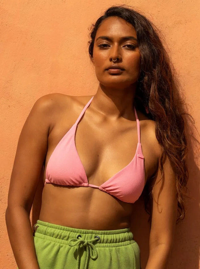 Roxy Bikini Tops Sun Click Tiki Tri Bikini Top Sachet Pink 8211 Women