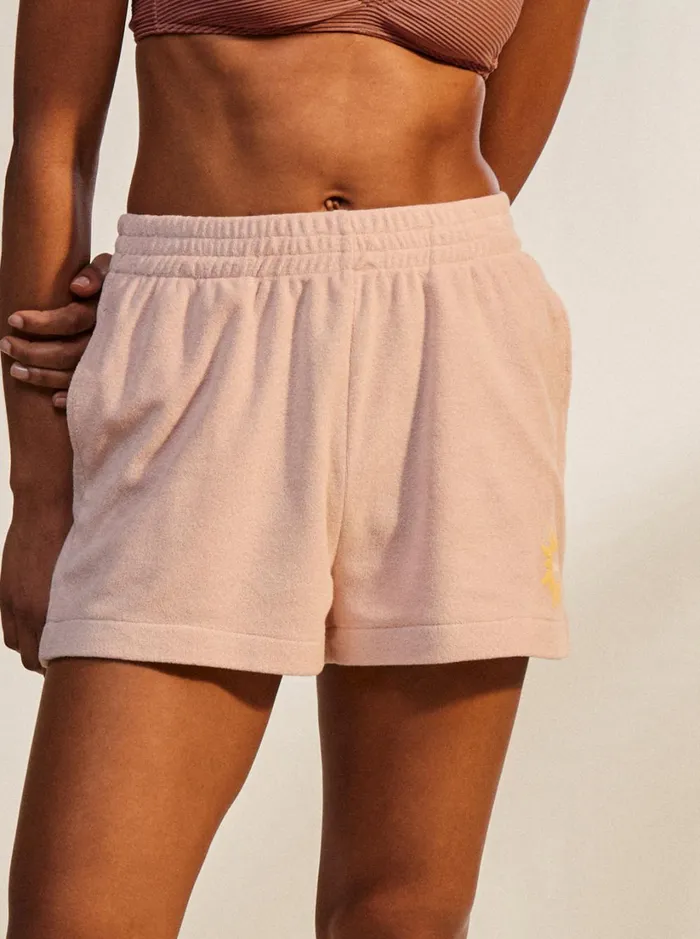 Roxy Loungewear Better Not Wait Toweling Shorts Peach Whip 8211 Women
