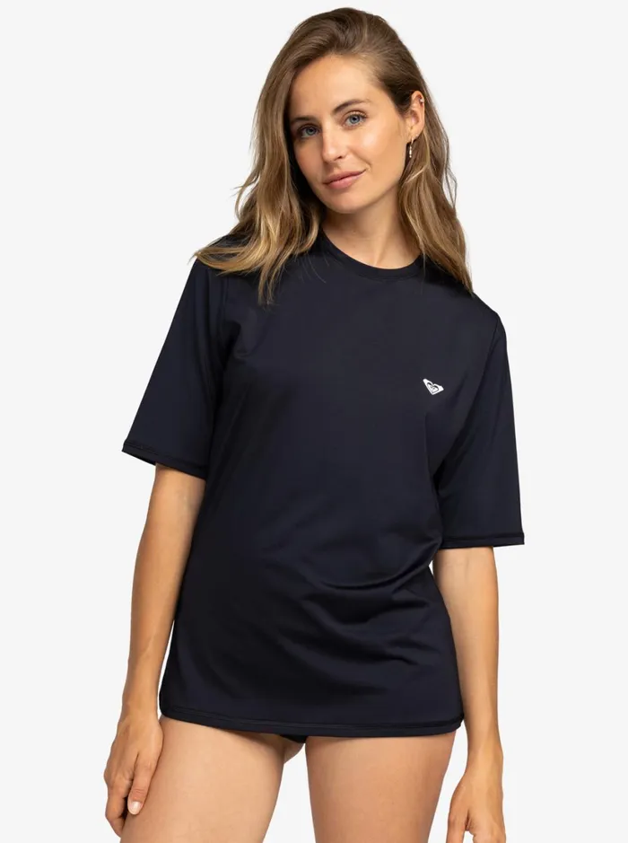 Roxy Rashguards New Enjoy Waves Short Sleeve UPF 50 Surf TShirt Anthracite 8211 Women Roxy Rashguards New Enjoy Waves Short Sleeve UPF 50 Surf TShirt Anthracite 8211 Women