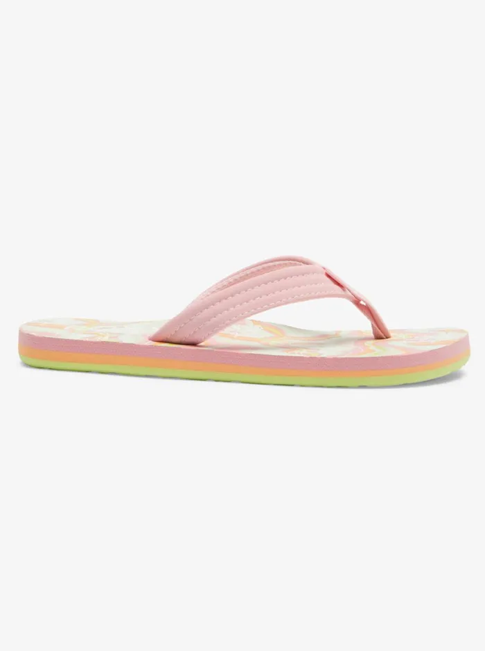 Roxy Shoes and Sandals Girl039s 416 Vista Loreto FlipFlops Greenpink 8211 Women
