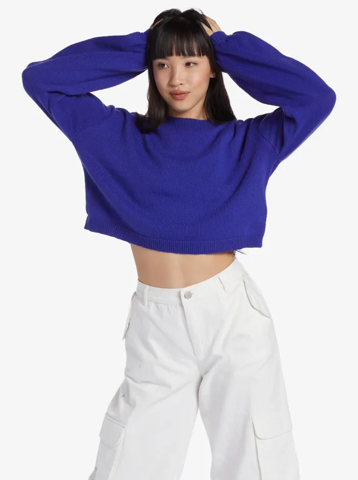 Roxy Sweaters Chloe Kim Crew Neck Sweater Royal Blue 8211 Women