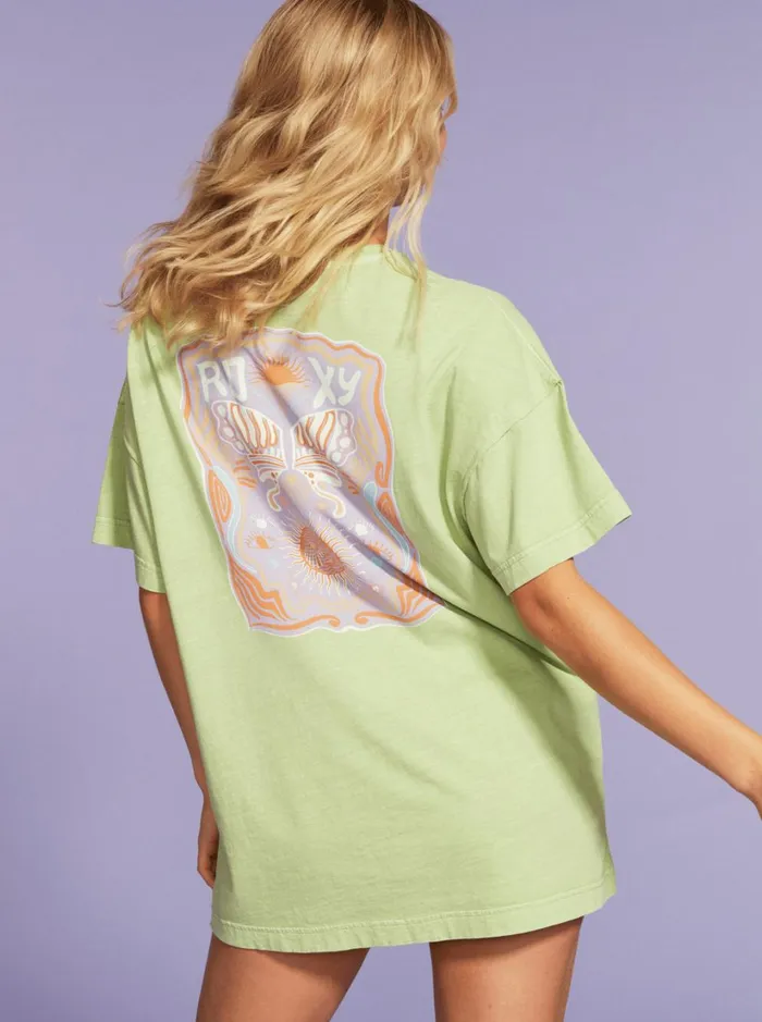 Roxy Tees and Tanks Sweet Janis Oversized TShirt Jade Lime 8211 Women