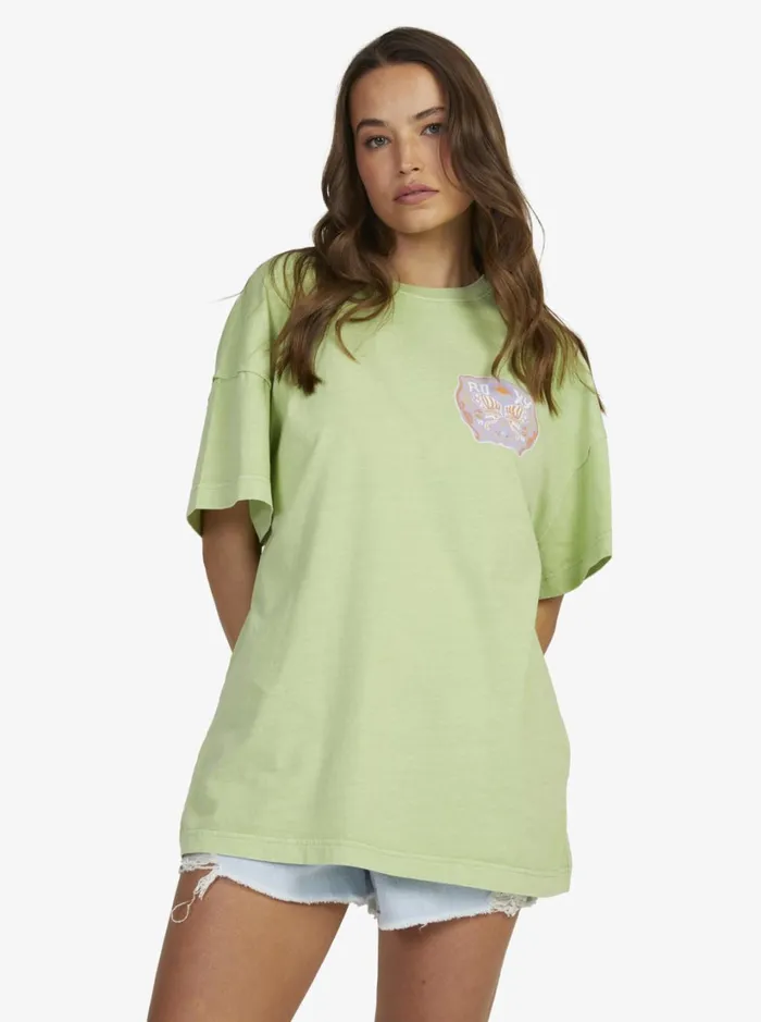 Roxy Tees and Tanks Sweet Janis Oversized TShirt Jade Lime 8211 Women