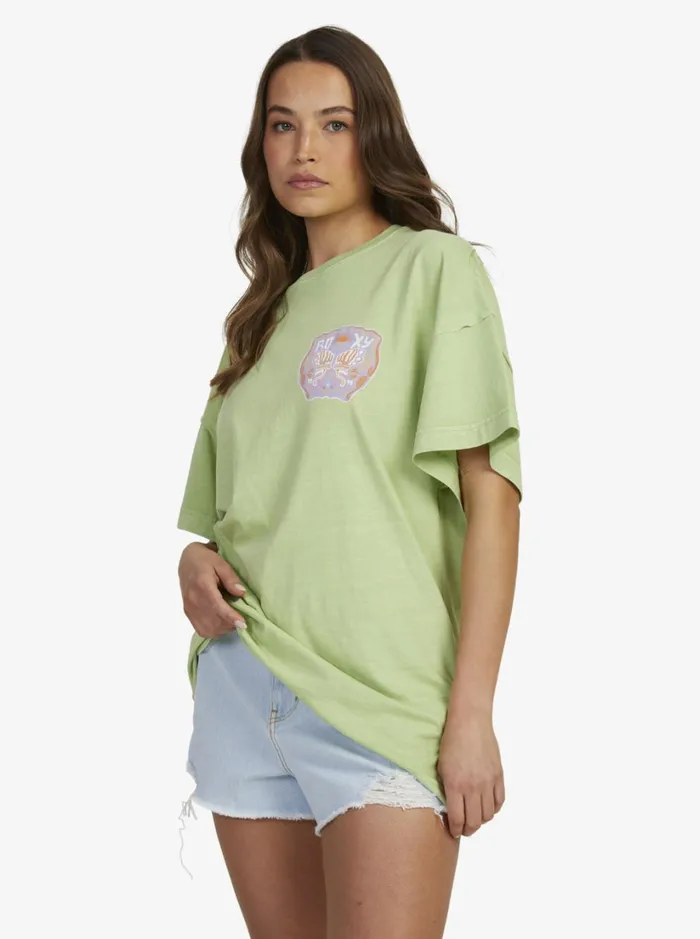 Roxy Tees and Tanks Sweet Janis Oversized TShirt Jade Lime 8211 Women