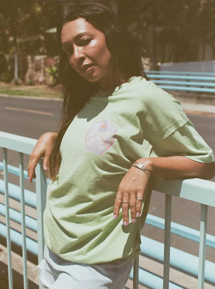 Roxy Tees and Tanks Sweet Janis Oversized TShirt Jade Lime 8211 Women