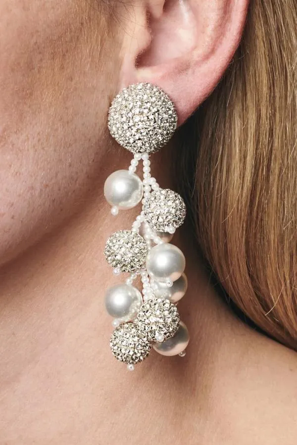 Sachin and Babi Coconut Earrings 8211 Crystals Pearls Clear Pearl Women Earrings