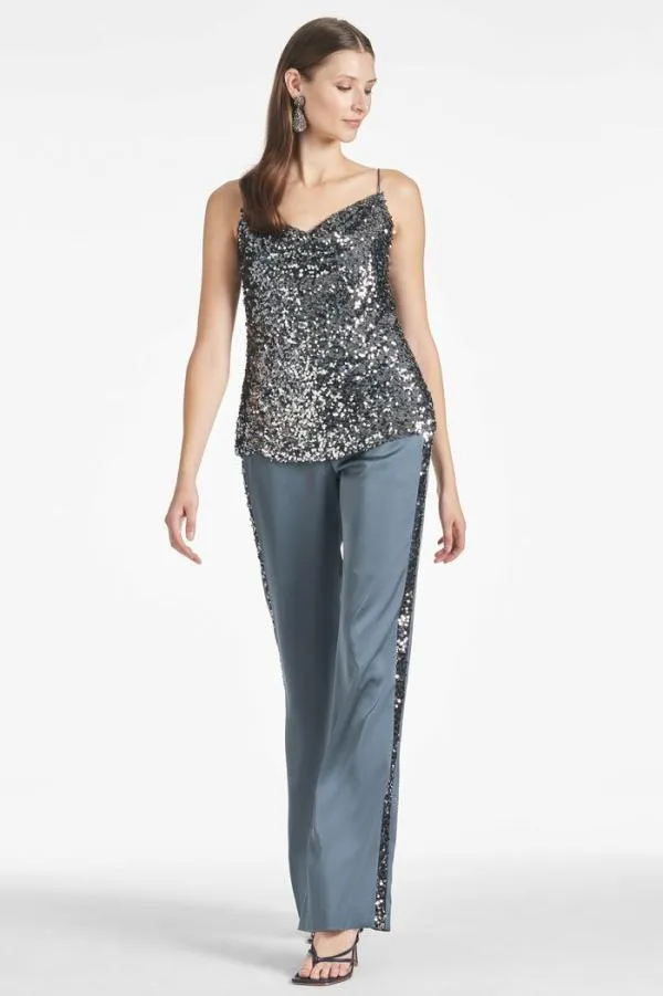 Sachin and Babi Tuxedo Sequin Alli Pant 8211 Gunmetal Gunmetal Women Pants and Jumpsuits