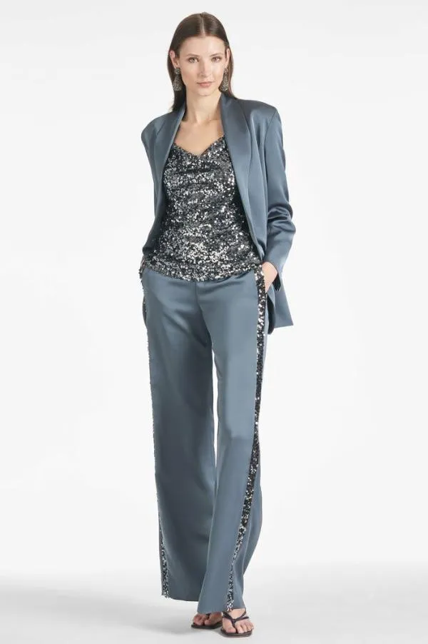 Sachin and Babi Tuxedo Sequin Alli Pant 8211 Gunmetal Gunmetal Women Pants and Jumpsuits
