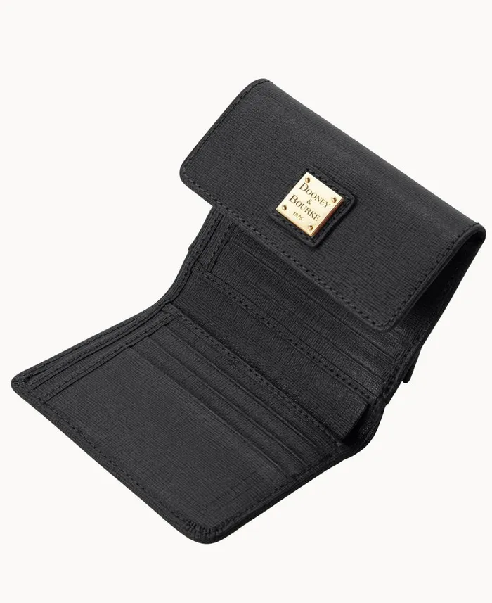 Saffiano Small Flap Credit Card Wallet Black ManWoman Dooney and Bourke Wallets Saffiano Small Flap Credit Card Wallet Black ManWoman Dooney and Bourke Wallets