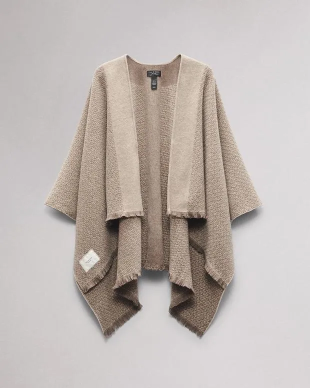 Scarves and Ponchos Women Rag and Bone Joni Reversible Poncho Walnut Biscuit