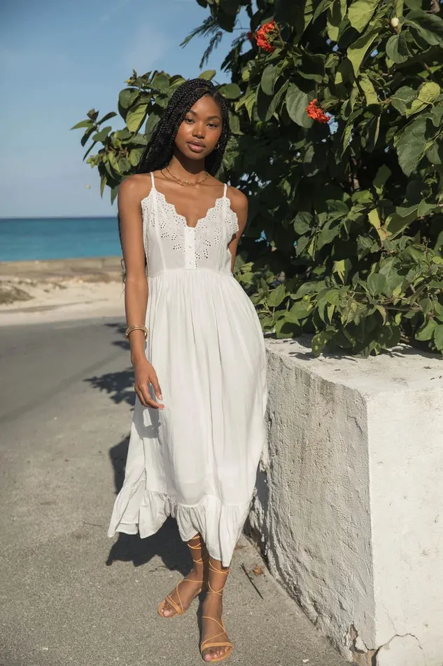 SHIBA EMBROIDERED MIDI DRESS White Women O039NEILL Clothing