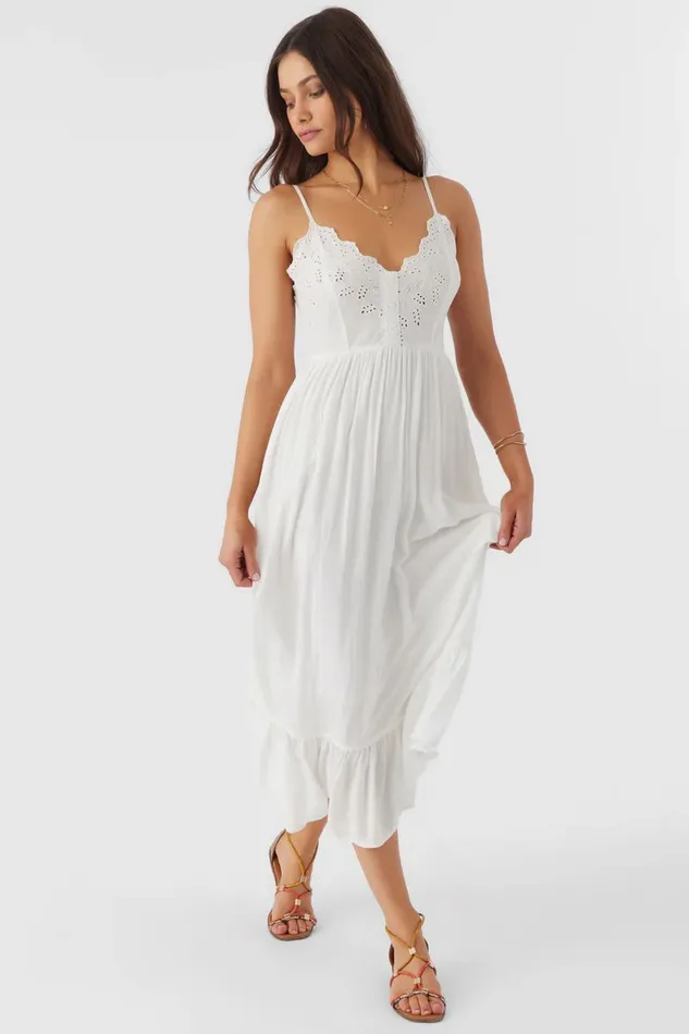 SHIBA EMBROIDERED MIDI DRESS White Women O039NEILL Clothing