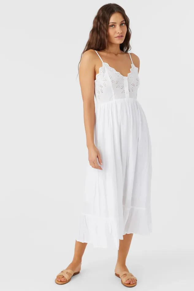 SHIBA EMBROIDERED MIDI DRESS White Women O039NEILL Clothing