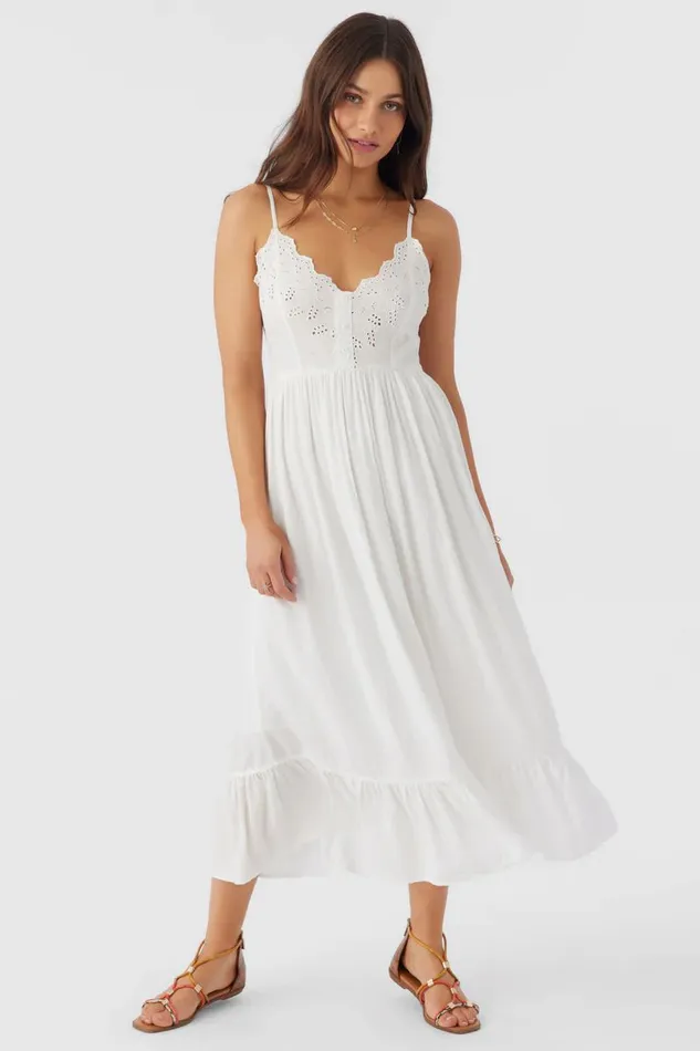 SHIBA EMBROIDERED MIDI DRESS White Women O039NEILL Clothing