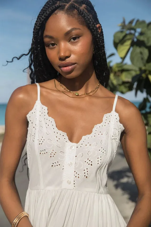 SHIBA EMBROIDERED MIDI DRESS White Women O039NEILL Clothing