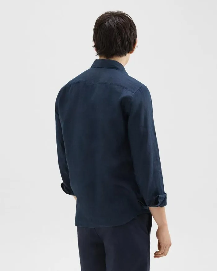 Shirts Men Theory Irving Shirt In Relaxed Linen Baltic Shirts Men Theory Irving Shirt In Relaxed Linen Baltic