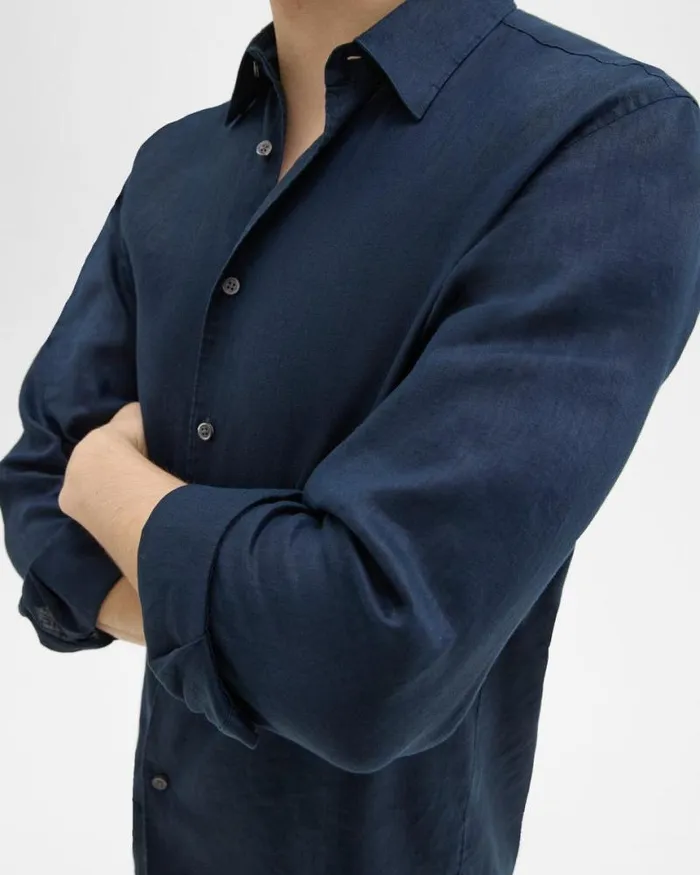 Shirts Men Theory Irving Shirt In Relaxed Linen Baltic Shirts Men Theory Irving Shirt In Relaxed Linen Baltic