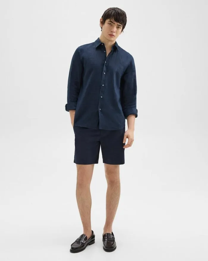 Shirts Men Theory Irving Shirt In Relaxed Linen Baltic Shirts Men Theory Irving Shirt In Relaxed Linen Baltic