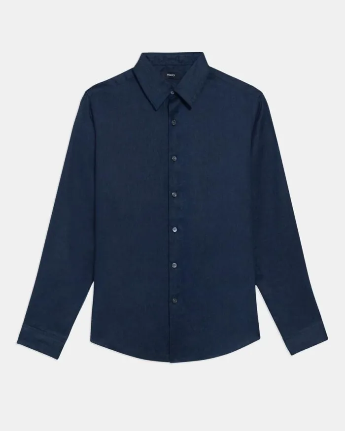 Shirts Men Theory Irving Shirt In Relaxed Linen Baltic Shirts Men Theory Irving Shirt In Relaxed Linen Baltic