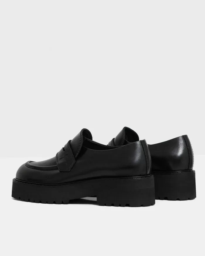 Shoes Women Theory Leather Platform Loafer Black