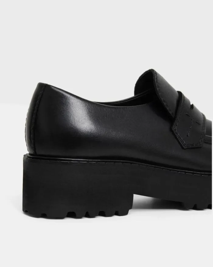 Shoes Women Theory Leather Platform Loafer Black