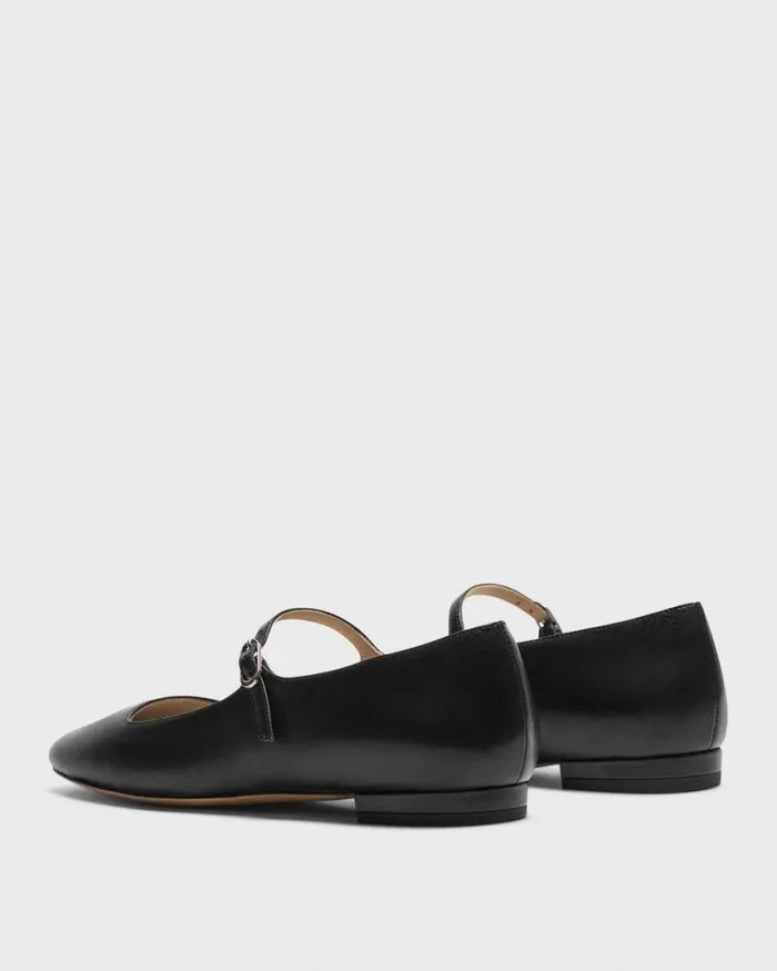 Shoes Women Theory Mary Jane Ballerina Flat In Leather Black