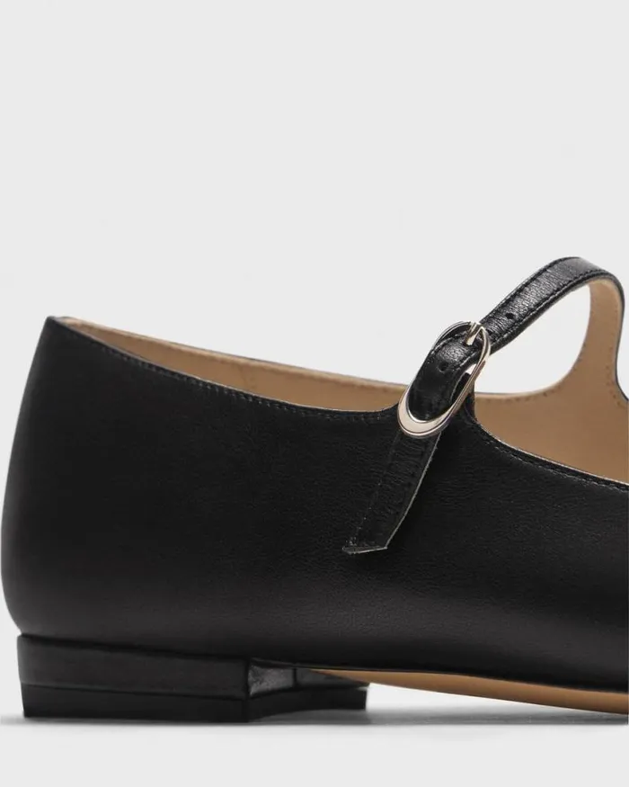 Shoes Women Theory Mary Jane Ballerina Flat In Leather Black