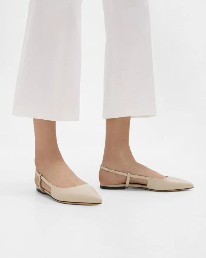 Shoes Women Theory Slingback Flat In Leather Light Nude