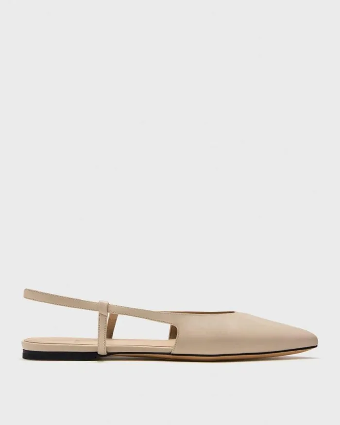 Shoes Women Theory Slingback Flat In Leather Light Nude