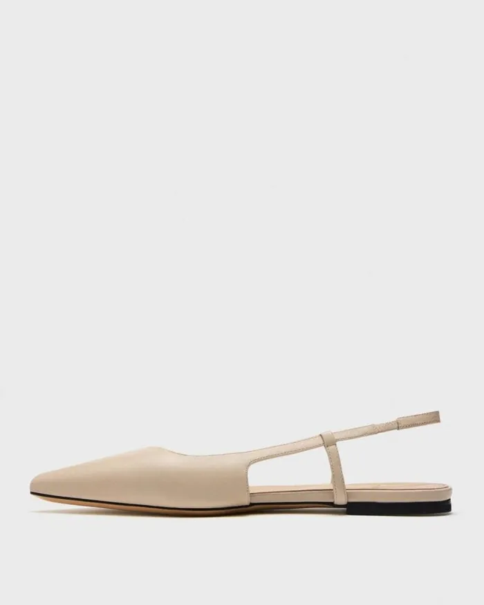 Shoes Women Theory Slingback Flat In Leather Light Nude