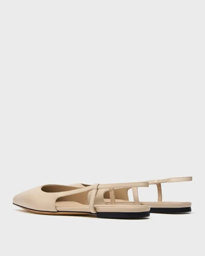 Shoes Women Theory Slingback Flat In Leather Light Nude