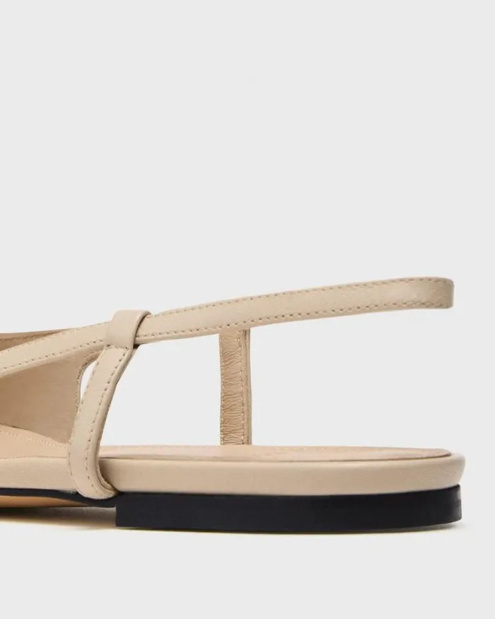 Shoes Women Theory Slingback Flat In Leather Light Nude