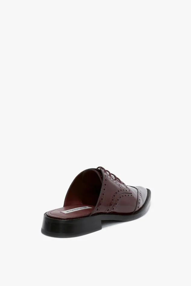Shoes Women Victoria Beckham Flat Lace Up Mules In Bordeaux Leather