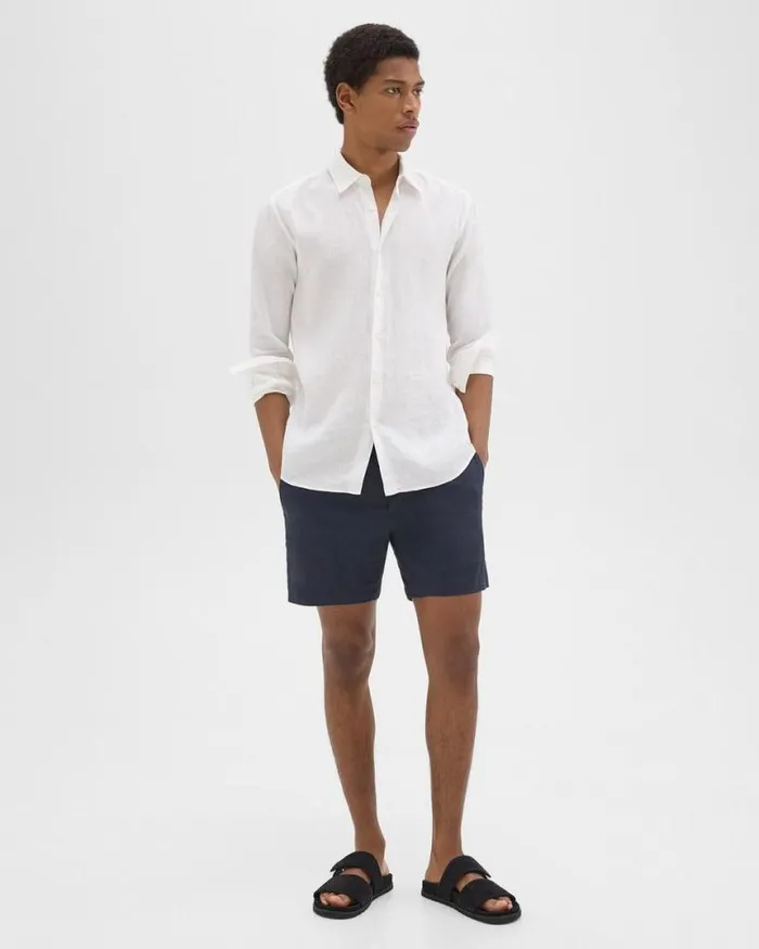 Shorts Men Theory Curtis 7034 Drawstring Short In Good Linen Space