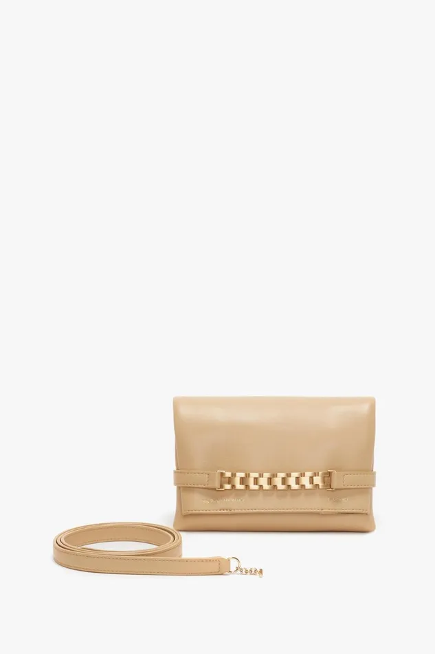 Shoulder Bags Women Victoria Beckham Mini Pouch With Long Strap In Sesame Leather