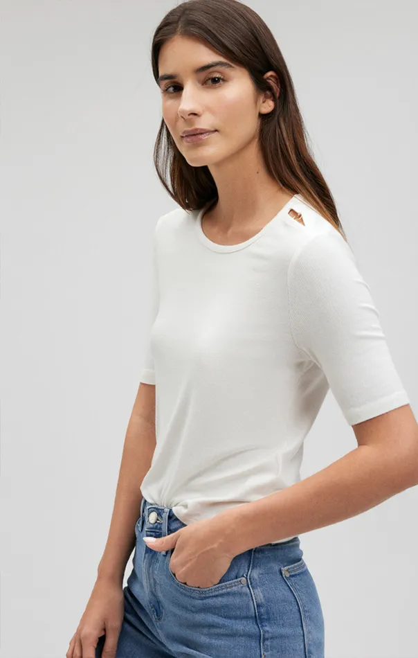 Shoulder Slit Shirt In Antique White Women Mavi Jeans Shirts