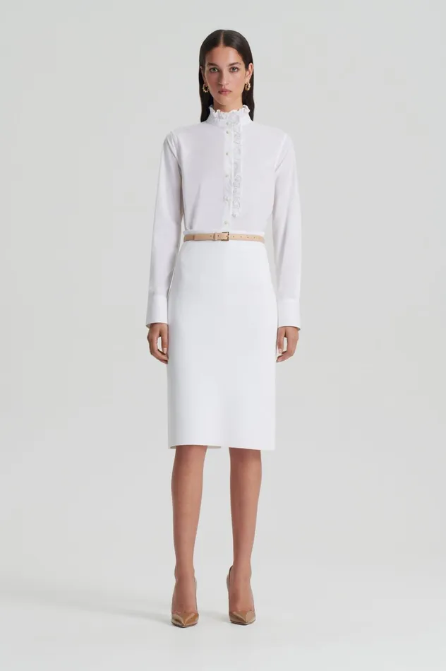 Skirts Women Scanlan Theodore CREPE KNIT PENCIL SKIRT White