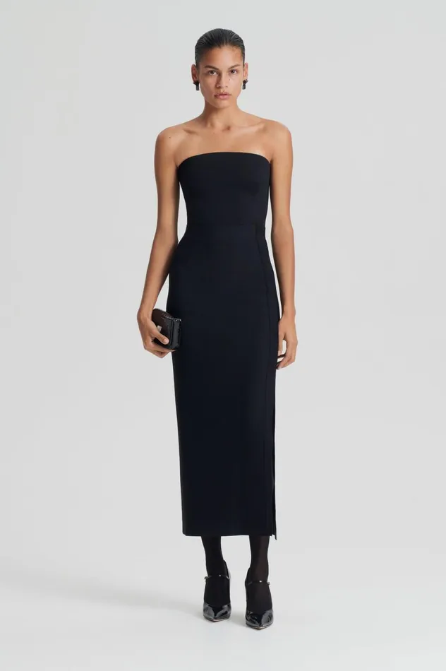 Skirts Women Scanlan Theodore CREPE KNIT SPLIT SKIRT Black